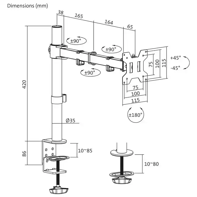 MONITORARM QUANTORE 1 SCHERM 17-27 INCH