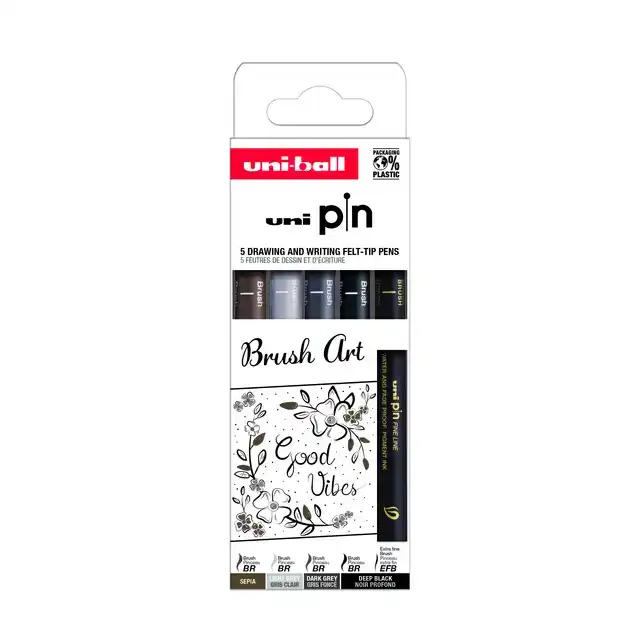 FINELINER UNI-BALL PIN BRUSH ART