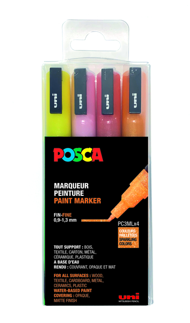 VERFSTIFT POSCA PC3M F 4ST GLITTER