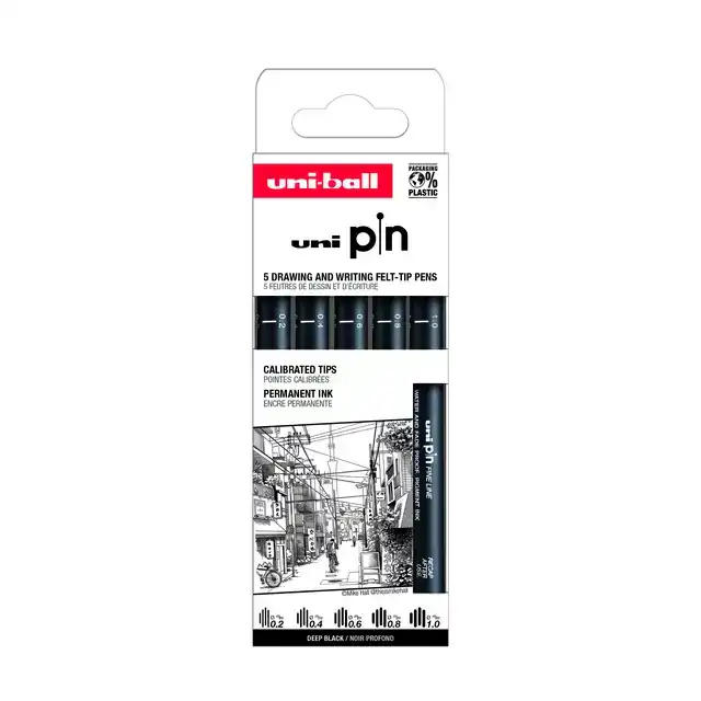 FINELINER UNI-BALL PIN ASP009 SET Ã  5