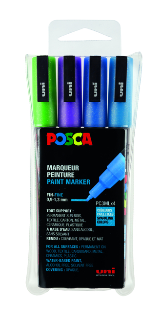 VERFSTIFT POSCA PC3M F 4ST GLITTER