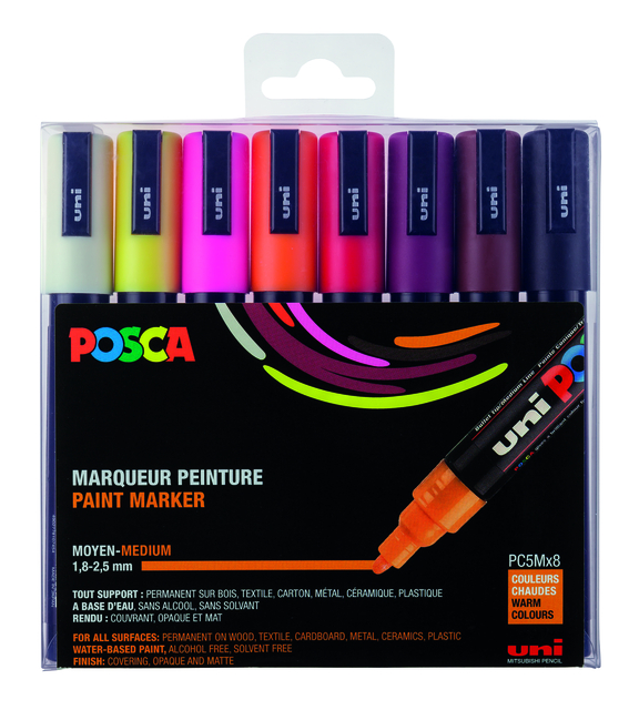 PAINTMARKER UNI POSCA PC5M M 8ST WARME