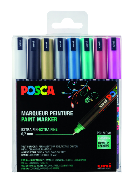 VERFSTIFT POSCA PC1MR EF METALLIC 8ST