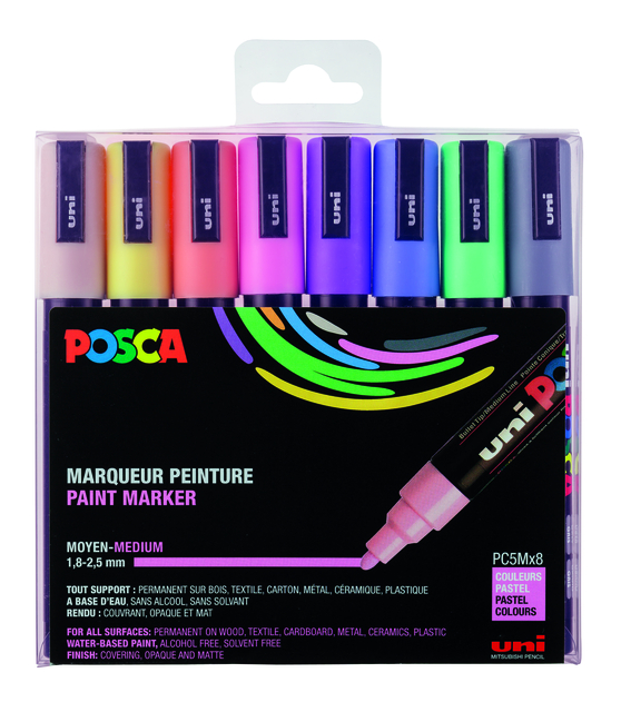 PAINTMARKER UNI POSCA PC5M M 8ST PASTEL