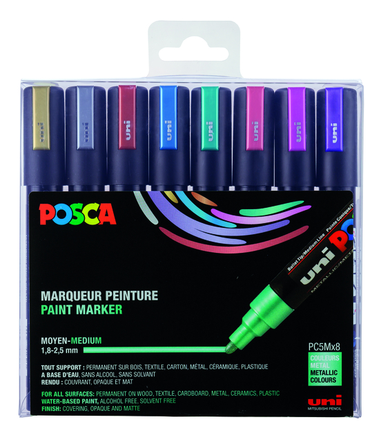 VERFSTIFT POSCA PC5M M 8ST METALLIC