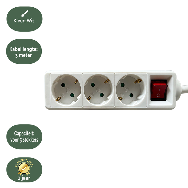 STEKKERDOOS BRASQ 3 VOUDIG 3 METER WIT