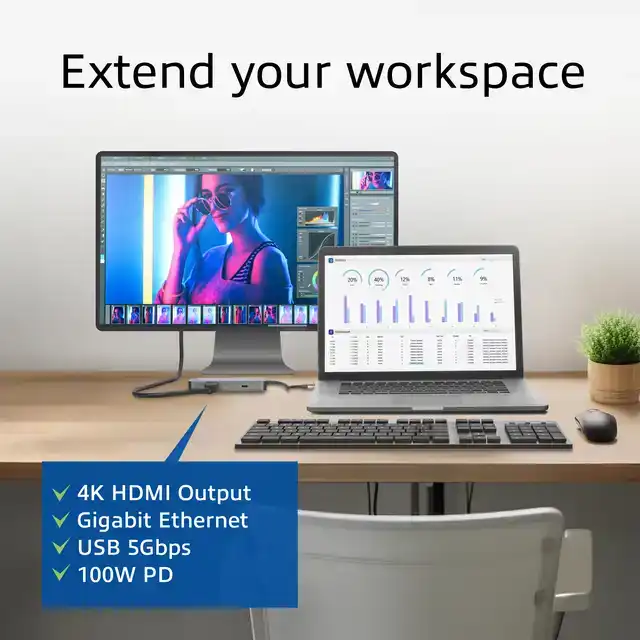USB-C OF USB-A DOCKING STATION 2 HDMI