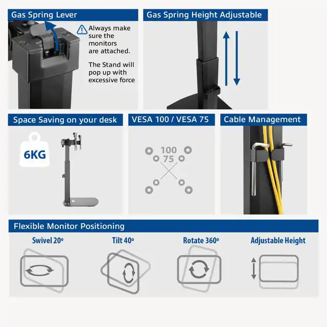 MONITORARM OFFICE GASVEER CROSSBAR 2