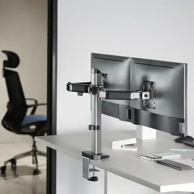 MONITORARM OFFICE 2 SCHERMEN ZILVER