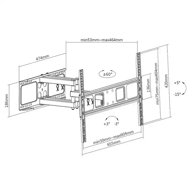 FULL MOTION TV WANDSTEUN 37 TOT 70 INCH