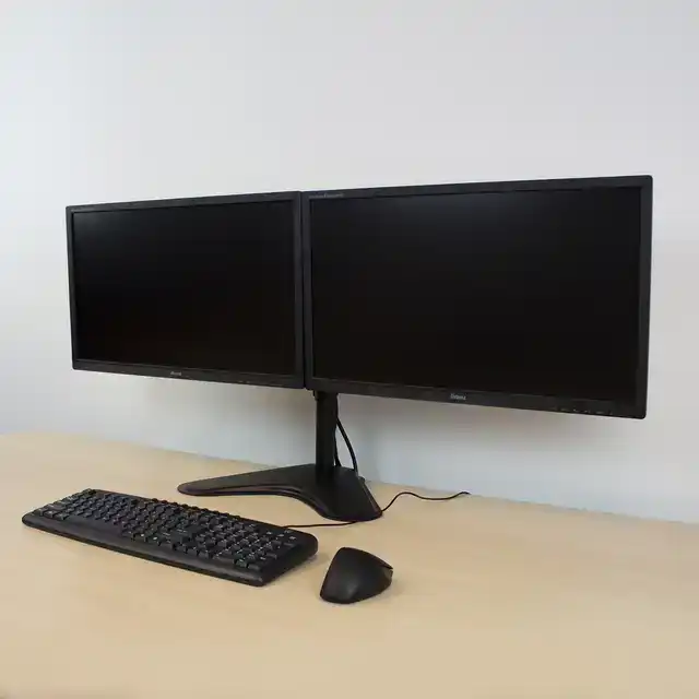 MONITORARM OP VOET 2 SCHERMEN