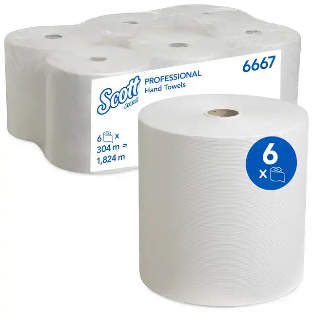 HANDDOEKROL SCOTT 1-LAAGS 304M WIT 6667