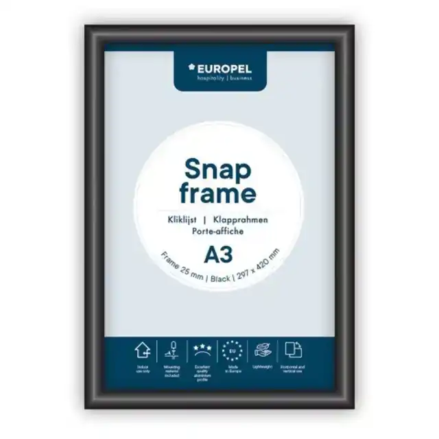 KLIKLIJST EUROPEL A3 25MM ZWART