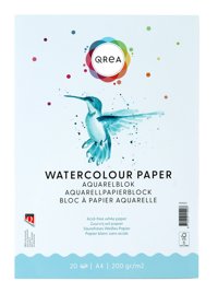 AQUARELBLOK QREA A4 20VEL 200GR GELIJMD