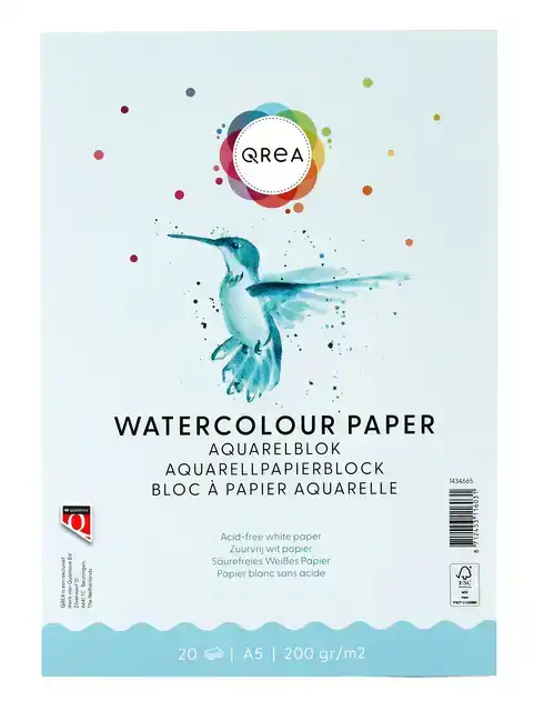 AQUARELBLOK QREA A5 20VEL 200GR GELIJMD