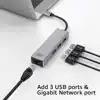 USB-C HUB 3.0 3X USB-A GIGABIT ETHERNET