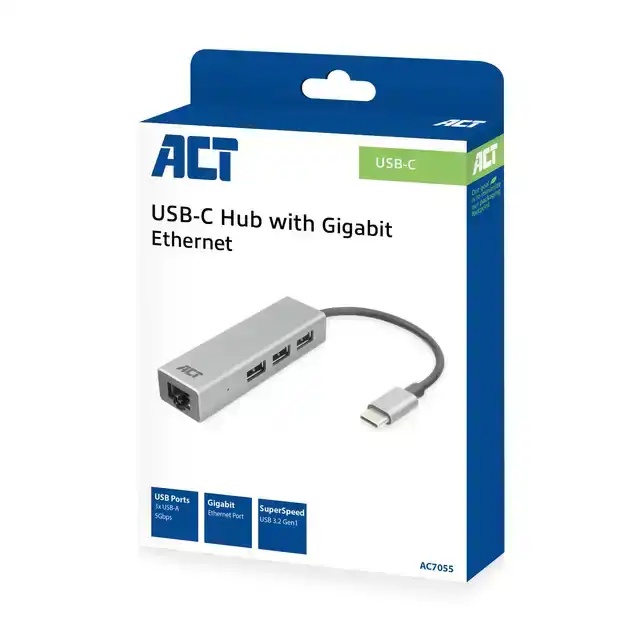 USB-C HUB 3.0 3X USB-A GIGABIT ETHERNET