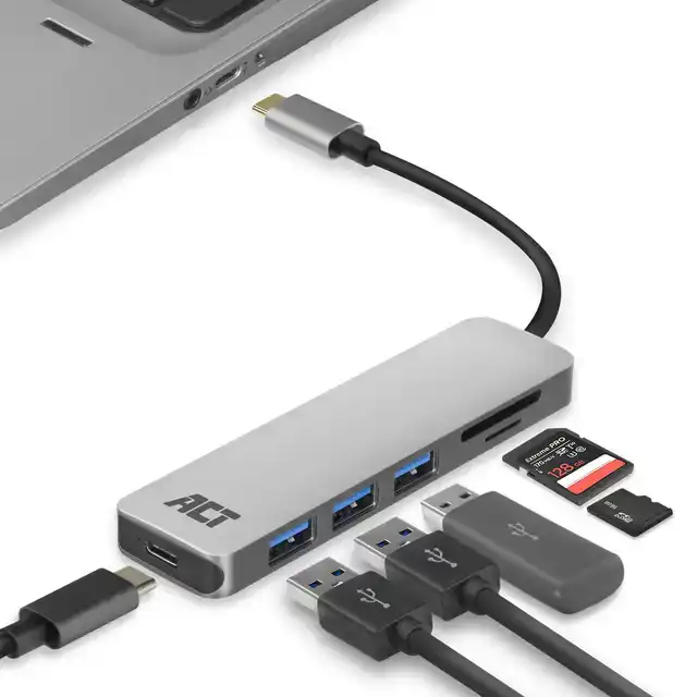 USB-C HUB 3.0 3X USB-A CARDREADER PD