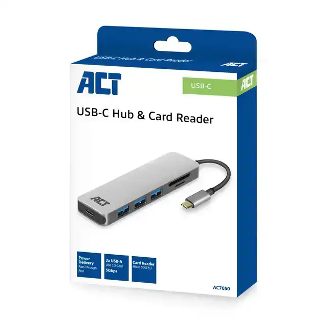 USB-C HUB 3.0 3X USB-A CARDREADER PD