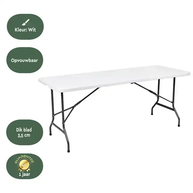 VOUWTAFEL BRASQ 180X70X74CM FT180 WIT