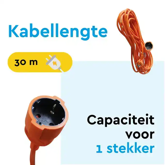 VERLENGKABEL BRASQ 30M ORANJE