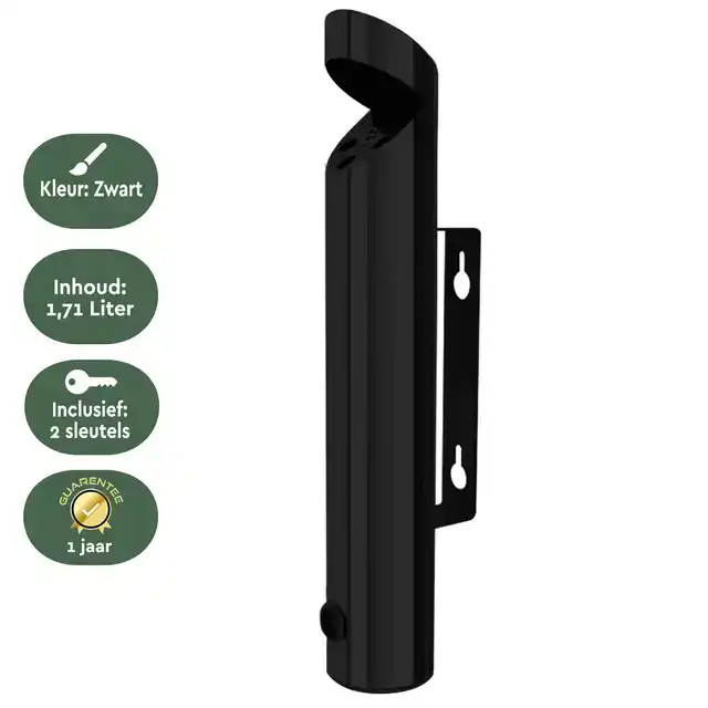 ASBAK WAND BRASQ AT200 RVS ZWART