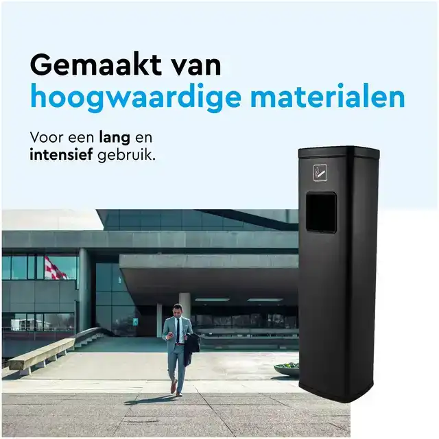 AFVALBAK MET ASBAK BRASQ 20 LITER AT400