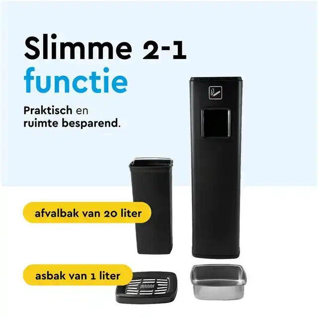 AFVALBAK MET ASBAK BRASQ 20 LITER AT400