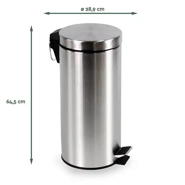 AFVALBAK BRASQ PEDAALEMMER 30 LITER RVS