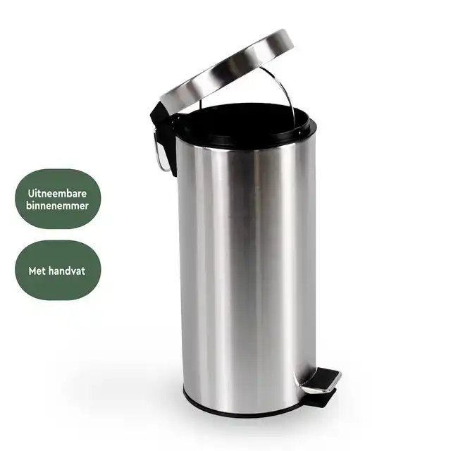 AFVALBAK BRASQ PEDAALEMMER 30 LITER RVS