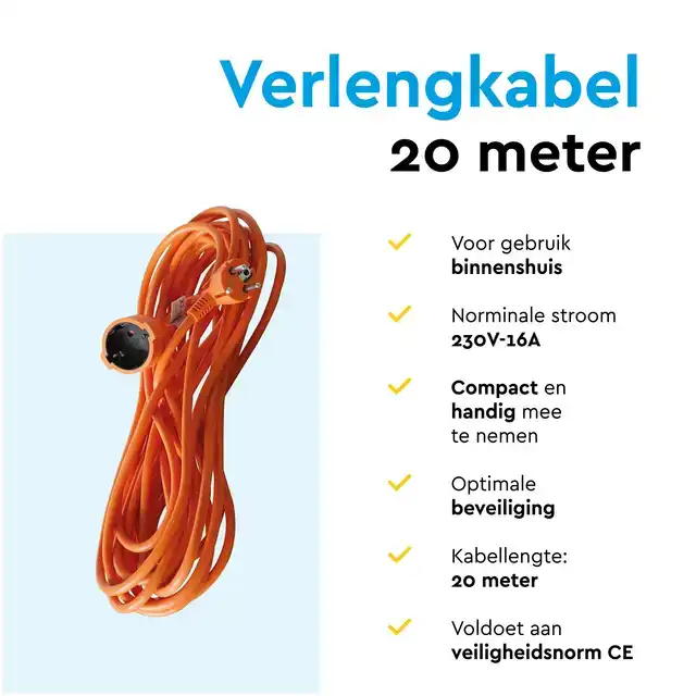 VERLENGKABEL BRASQ 20M ORANJE