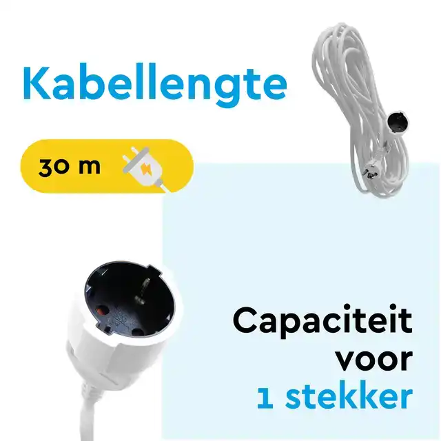 VERLENGKABEL BRASQ 30M WIT