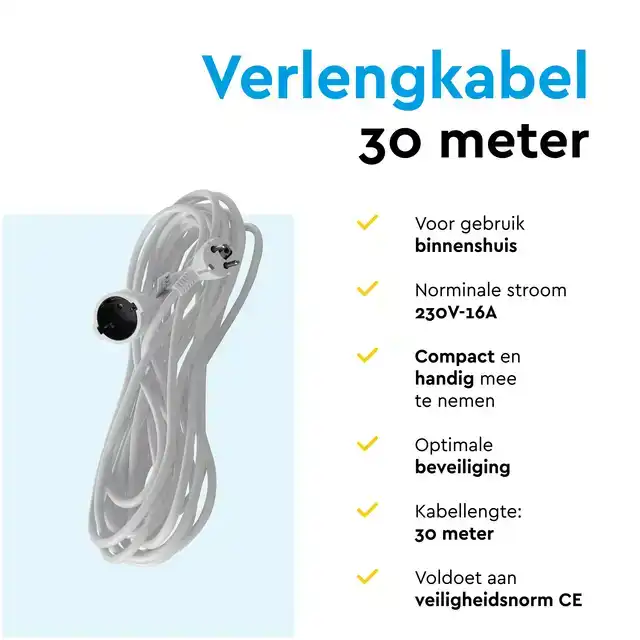 VERLENGKABEL BRASQ 30M WIT