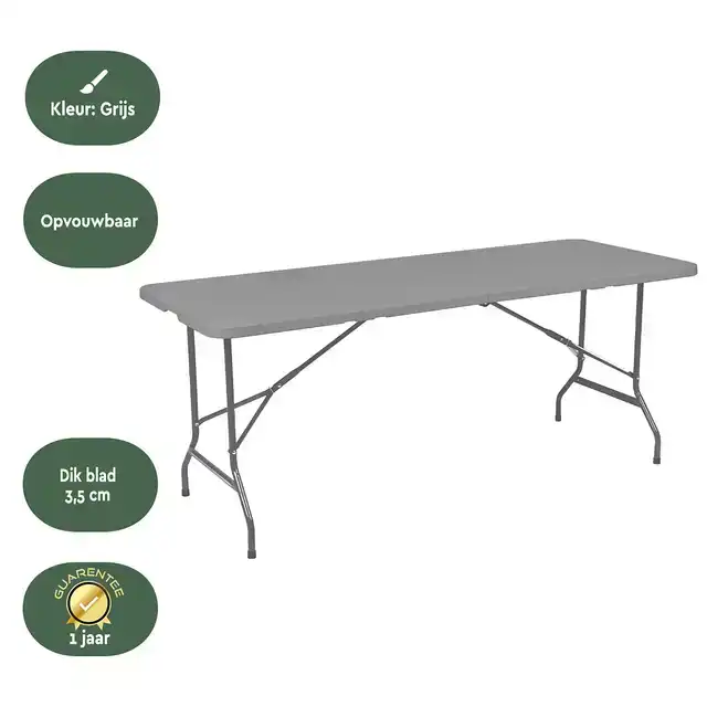 VOUWTAFEL BRASQ 180X70X74CM FT180 GRIJS