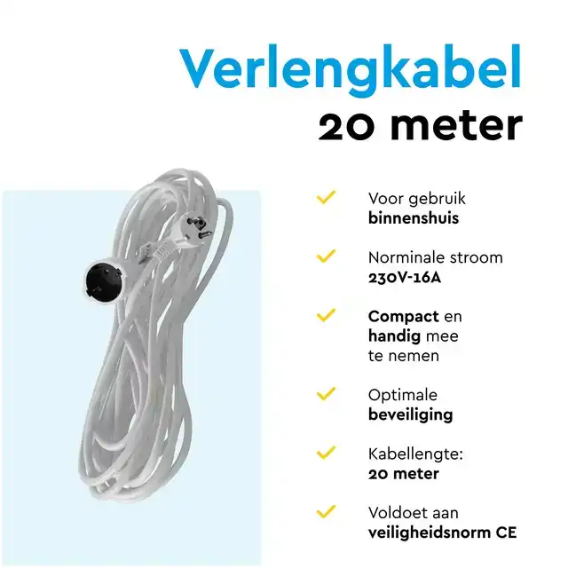 VERLENGKABEL BRASQ 20M WIT