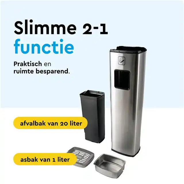 AFVALBAK MET ASBAK BRASQ 20 LITER AT400