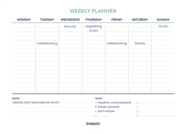 PLANNER BREPOLS WEEKLY PLANNER A4 7D/1P