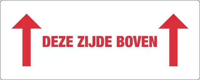 WAARSCHUWINGSETIKET DEZE ZIJDE BOVEN