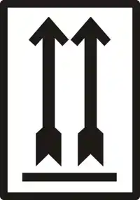 WAARSCHUWINGSETIKET ZWARTE PIJL OMHOOG