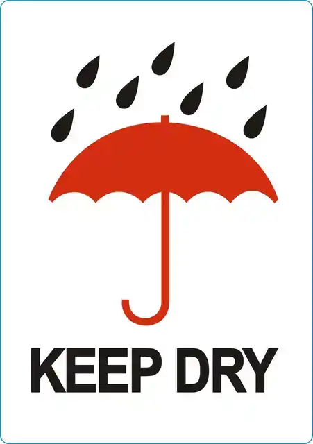 WAARSCHUWINGSETIKET KEEP DRY 500 STUKS