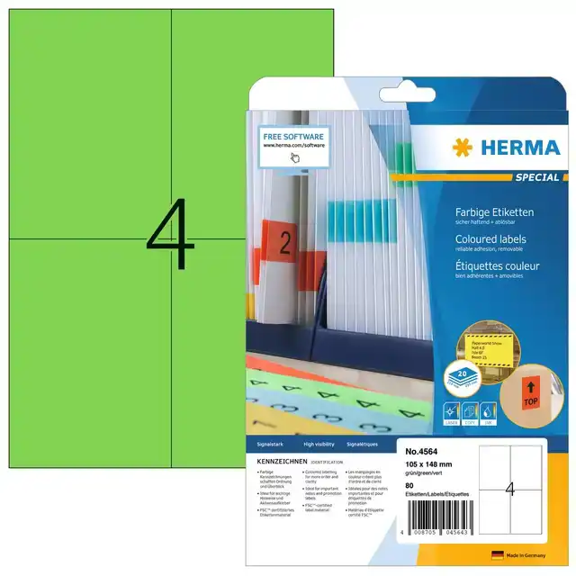 ETIKET HERMA 4564 105X148MM GROEN 80ST
