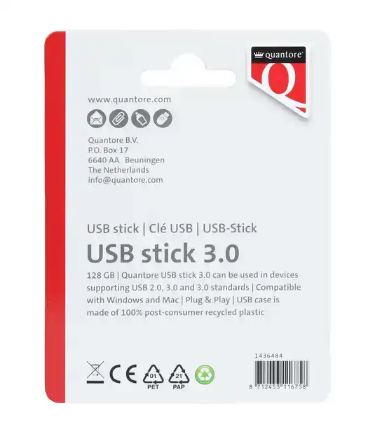 USB-STICK QUANTORE 128GB 3.0 ZWART