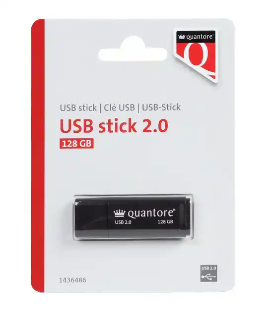 USB-STICK QUANTORE 128GB 2.0 ZWART