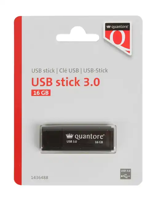 USB STICK 3.0 QUANTORE USB-A 16GB ZWART