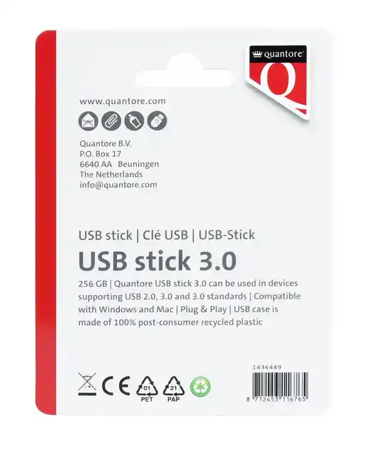 USB-STICK QUANTORE 256GB 3.0 ZWART