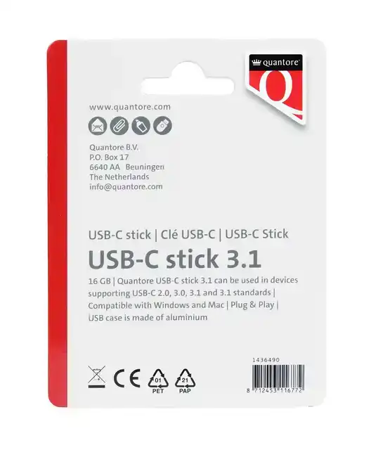 USB STICK 3.1 QUANTORE USB-C 16GB