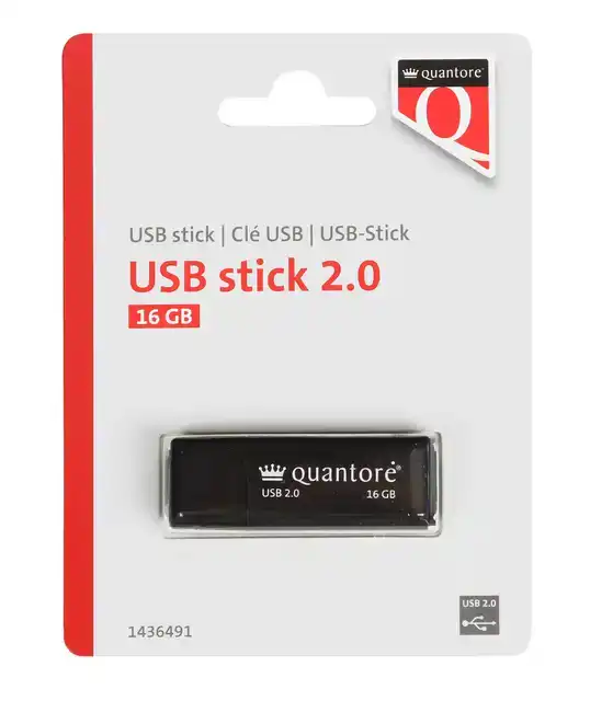 USB-STICK QUANTORE 16GB 2.0 ZWART