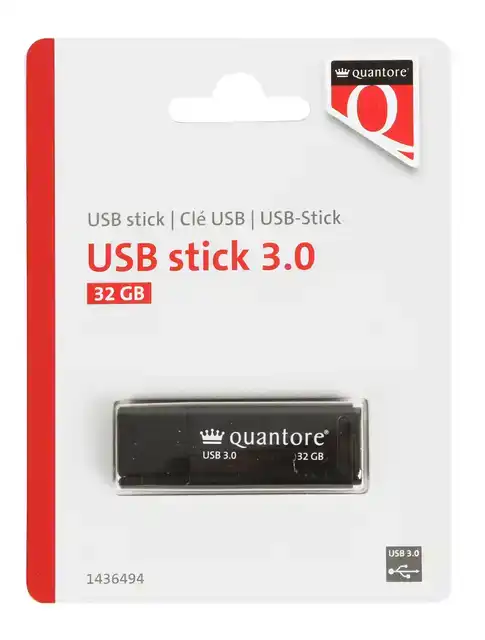 USB STICK 3.0 QUANTORE USB-A 32GB ZWART