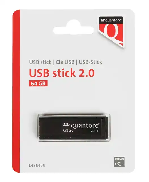 USB-STICK QUANTORE 64GB 2.0 ZWART