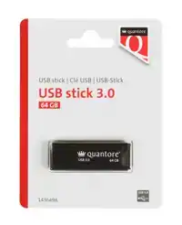 USB STICK 3.0 QUANTORE USB-A 64GB ZWART